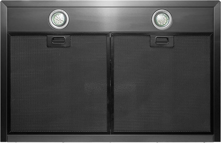 30 In. 343 CFM Convertible Wall Mount Black Stainless Steel Kitchen Range Hood with Touch Panel and Carbon Filters
