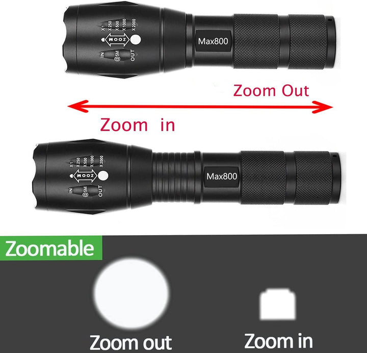 4 Pack Military Grade Tactical LED 2000 Lumen 5 Modes Zoomable Flashlight Torch for Camping, Emergency, Hurricane, Hiking