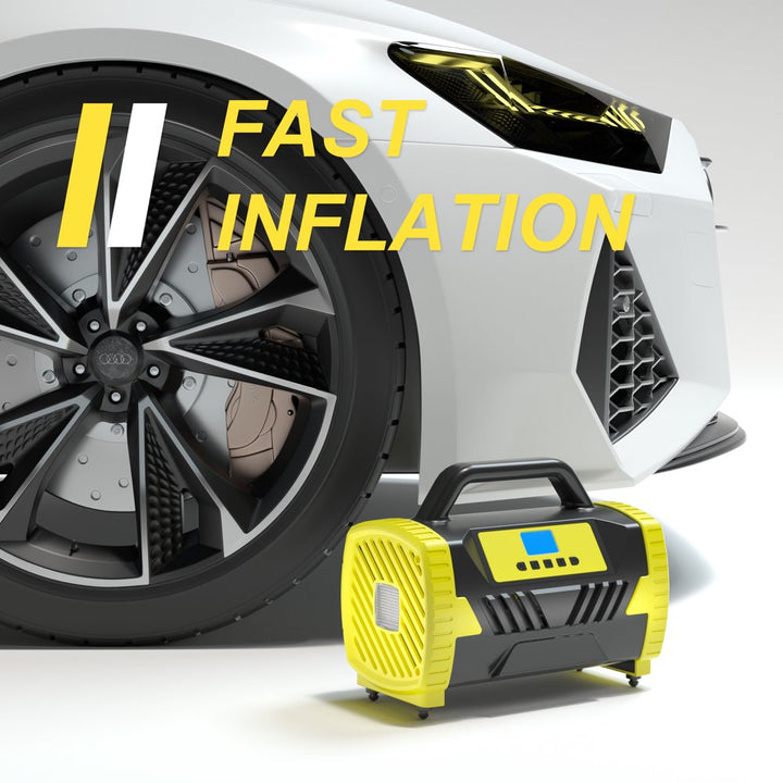 Air Pump for Car Tires, 150Psi Portable Tire Inflator 110V AC/12V DC, W/Auto Shut-Off Function, Digital Pressure Gauge