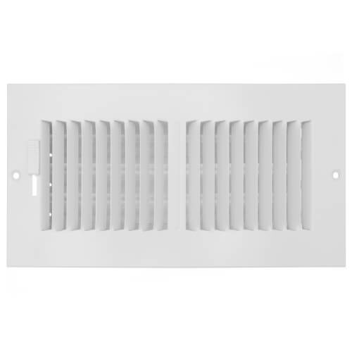 10" x 4" (Wall Opening Size) 2-Way Steel Sidewall/Ceiling Register, 1/2" Series 1 (White)