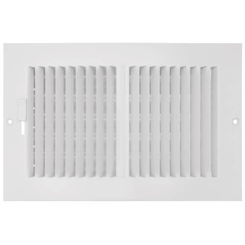 10" x 6" (Wall Opening Size) 2-Way Steel Sidewall/Ceiling Register, 1/2" Series 1 (White)