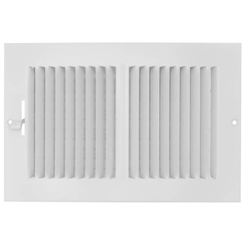 10" x 6" (Wall Opening Size) 2-Way Steel Sidewall/Ceiling Register, 1/2" Series 2 (White)