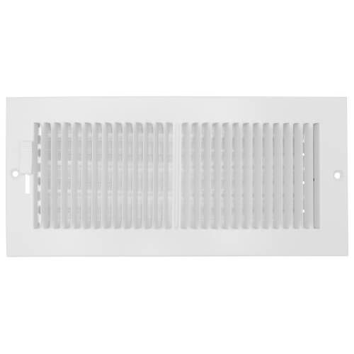 10" x 4" (Wall Opening Size) 2-Way Sidewall/Ceiling Register, 1/3" (White)