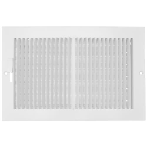 10" x 6" (Wall Opening Size) 2-Way Sidewall/Ceiling Register, 1/3" (White)